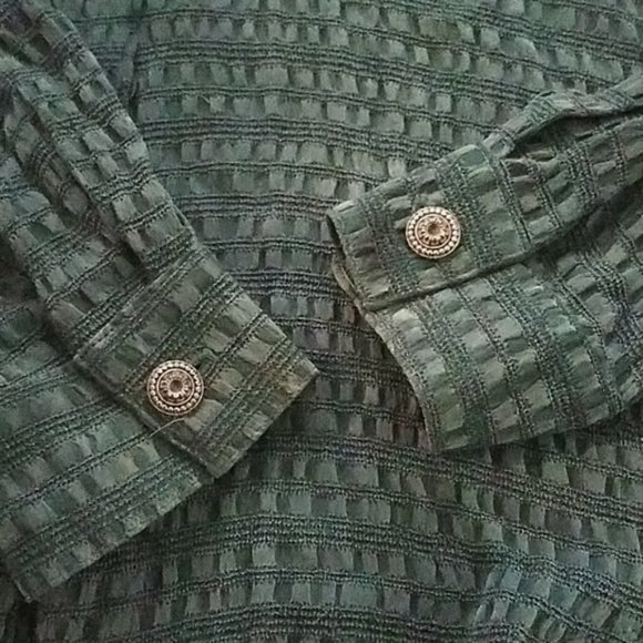 Saddle Ridge Vintage Collection Green Western Button Down Top Medium - Picture 4 of 4